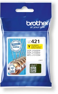 Een Brother inktcartridge, 200 pagina's, OEM LC-421Y, geel koop je bij best4office