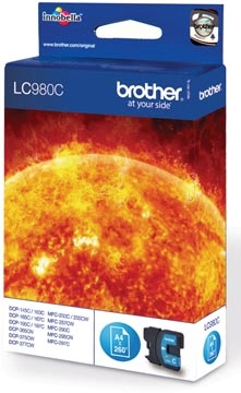 Een Brother inktcartridge, 260 pagina's, OEM LC-980C, cyaan koop je bij best4office