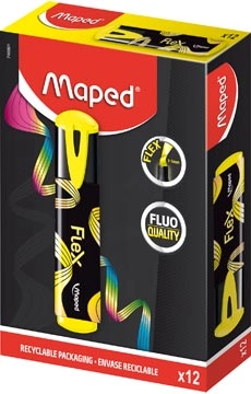 Een Maped Fluo'Peps Flex markeerstift, geel, doos van 12 stuks koop je bij Muys Kantoor & Kado