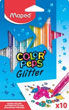 Een Maped Color'Peps Glitter viltstift, etui van 10 stuks, assorti koop je bij best4office