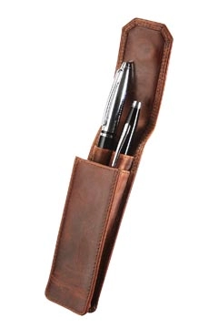 Een Maverick lederen pen etui voor 2 pennen, bruin koop je bij best4office