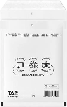 Een Comebag luchtkussenenveloppen, ft 150 x 215 mm, met stripsluiting, wit, doos van 100 stuks koop je bij best4office