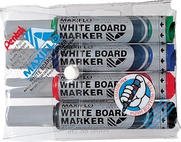 Een Whiteboardmarker Maxiflo set van 4 kleuren (blauw, rood, groen en zwart) koop je bij Muys Kantoor & Kado