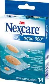 Een 3M pleister Nexcare Aqua 360° 3 formaten, pak van 14 stuks koop je bij Muys Kantoor & Kado