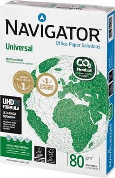 Een Navigator Universal CO2-neutraal papier, ft A4, 80 g, pak van 500 vel koop je bij Muys Kantoor & Kado