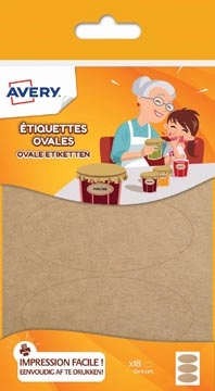 Een Avery Family ovale etiketten, ft 4 x 9 cm, kraft, ophangbare etui met 18 etiketten koop je bij best4office