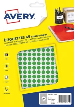 Een Avery PET08V ronde markeringsetiketten, diameter 8 mm, blister van 2940 stuks, groen koop je bij best4office