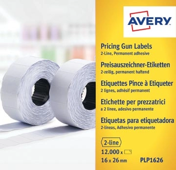 Een Avery PLP1626 etiketten voor prijstang permanent, ft 26 x 16 mm, 12 000 etiketten, wit koop je bij Muys Kantoor & Kado