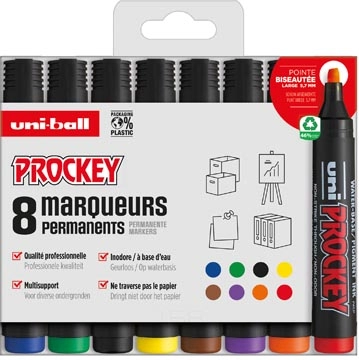 Een Uni-ball permanent marker Prockey PM-126, etui van 8 stuks, assorti koop je bij Muys Kantoor & Kado