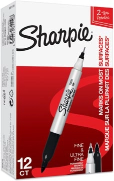 Een Sharpie permanente marker, twin tip, zwart koop je bij Muys Kantoor & Kado