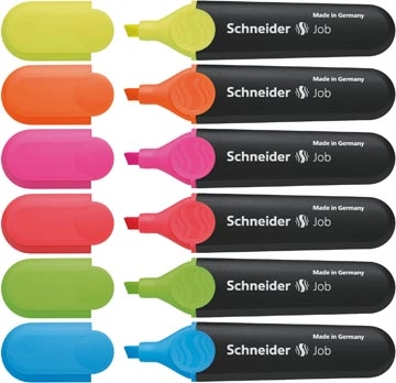 Een Schneider markeerstift Job 150, etui van 6 stuks in geassorteerde kleuren koop je bij Muys Kantoor & Kado