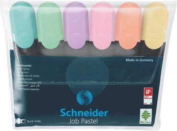 Een Schneider markeerstift Job 150, etui van 6 stuks in geassorteerde pastelkleuren koop je bij Muys Kantoor & Kado