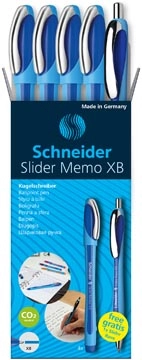 Een Schneider balpen Slider Memo XB blauw, 4 stuks + 1 Rave GRATIS koop je bij Muys Kantoor & Kado