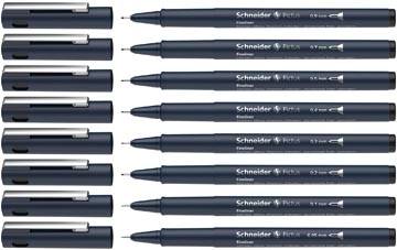 Een Schneider fineliner Pictus, etui van 8 stuks, zwart koop je bij Muys Kantoor & Kado