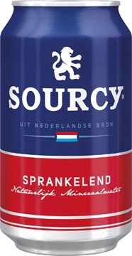 Een Sourcy mineraalwater, licht bruisend, blik van 33 cl, pak van 24 stuks, rood koop je bij Muys Kantoor & Kado