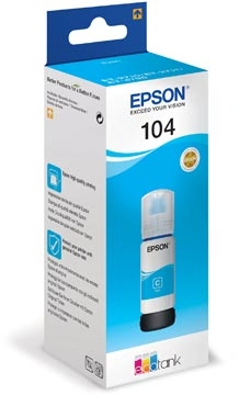 Een Epson inktfles 104, 7.500 pagina's, OEM C13T00P240, cyaan koop je bij Muys Kantoor & Kado