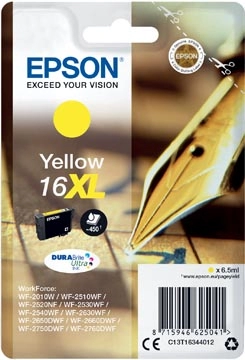 Een Epson inktcartridge 16XL, 450 pagina's, OEM C13T16344012, geel koop je bij Muys Kantoor & Kado