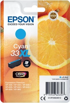 Een Epson inktcartridge 33XL, 650 pagina's, OEM C13T33624012, cyaan koop je bij Muys Kantoor & Kado