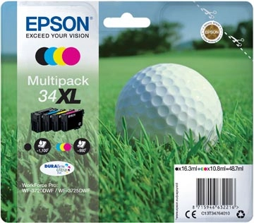 Een Epson inktcartridge 34XL, 950 pagina's, OEM C13T34764010, 4 kleuren koop je bij best4office