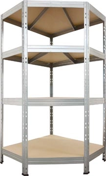 Een AR Shelving rek Corner Rivet, ft 180 x 90 x 90 x 45 cm, 4 legborden uit HDF, gegalvaniseerd koop je bij Muys Kantoor & Kado