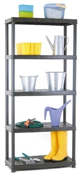 Een Practo rek Plasti Rack 081, 185 x 85 x 40 cm, 5 legborden, zwart koop je bij Muys Kantoor & Kado