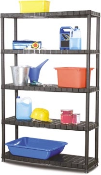 Een Practo rek Plasti Rack 120, 185 x 120 x 40 cm, 5 legborden, zwart koop je bij Muys Kantoor & Kado